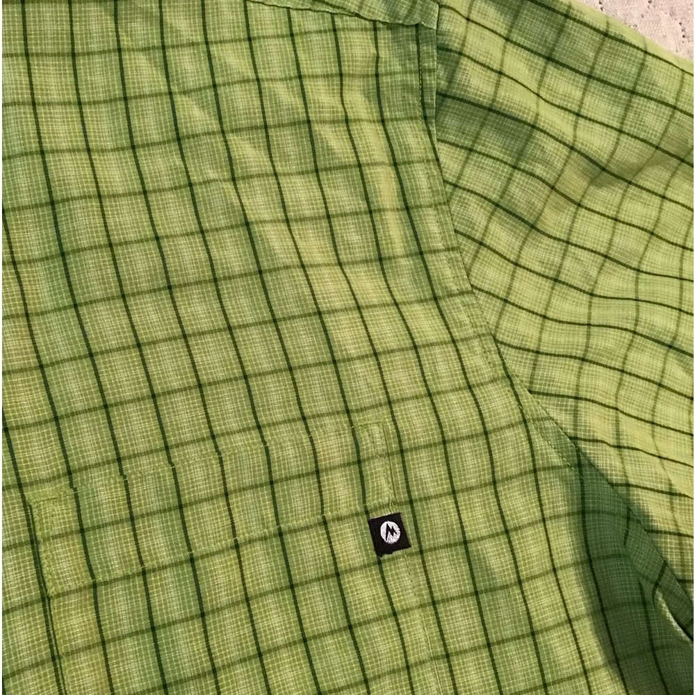 Marmot Men’s Button Up Shirt XL Green Grid Check Pattern Short-sleeve - Picture 2 of 5